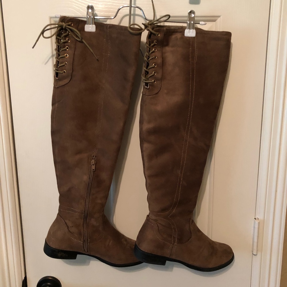 Velvet lace up boots